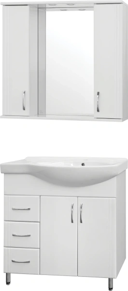Тумба с раковиной Style Line Эко Стандарт №25 82 белая, левая фото в интернет-магазине «Wasser-Haus.ru»