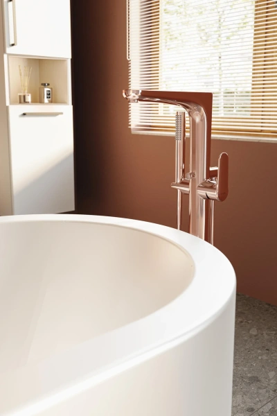 Напольный смеситель для ванны с душем VitrA Root Round A4274126EXP С ВНУТРЕННЕЙ ЧАСТЬЮ, медь фото в интернет-магазине «Wasser-Haus.ru»