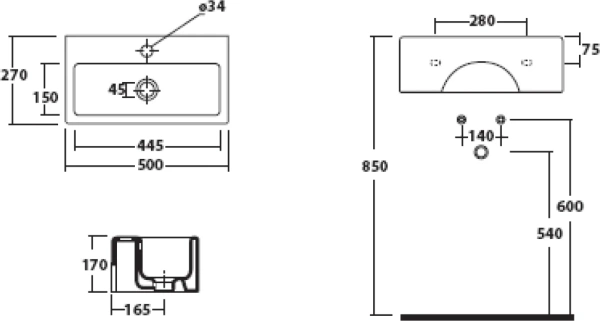 Рукомойник Galassia Plus Design 6031M 50x27 фото в интернет-магазине «Wasser-Haus.ru»