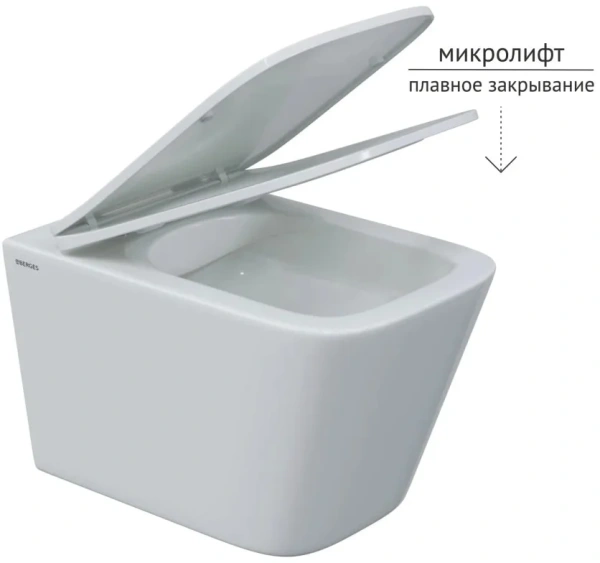 Комплект Berges Floe S Rimless 043248 Унитаз подвесной безободковый, с микролифтом + Система инсталляции Novum 525 + Кнопка смыва F2 матовый хром фото в интернет-магазине «Wasser-Haus.ru»