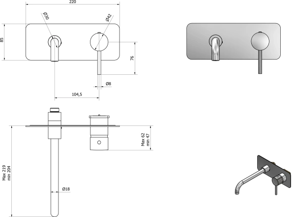 Смеситель для раковины IB Rubinetterie Industria ID206CC-19 С ВНУТРЕННЕЙ ЧАСТЬЮ chrome фото в интернет-магазине «Wasser-Haus.ru»