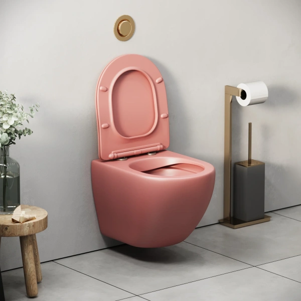 Унитаз подвесной Grossman Color GR-4455PIMS безободковый, с микролифтом, розовый матовый фото в интернет-магазине «Wasser-Haus.ru»