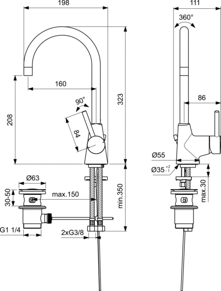 Смеситель для раковины Ideal Standard Ceraline BC195AA фото в интернет-магазине «Wasser-Haus.ru»