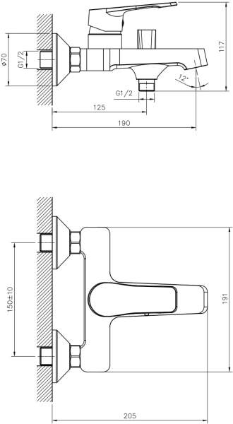 Смеситель для ванны с душем Decoroom SO23 SO23036 фото в интернет-магазине «Wasser-Haus.ru»