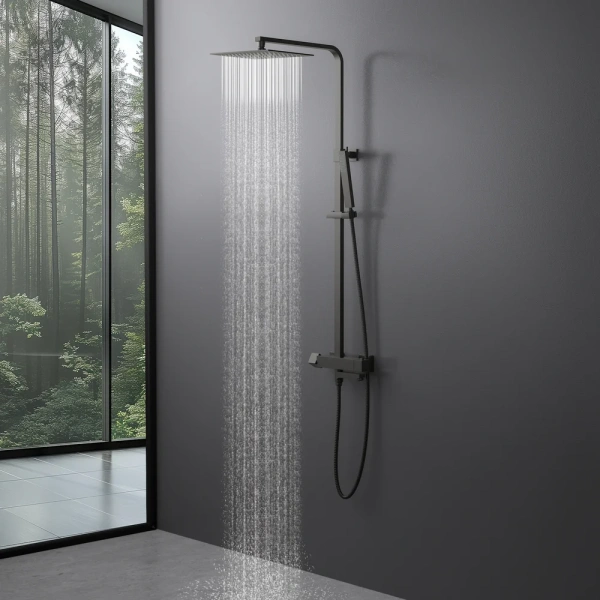 Душевая стойка Timo Tetra-Thermo SX-0169/18, с термостатом, черное золото фото в интернет-магазине «Wasser-Haus.ru»