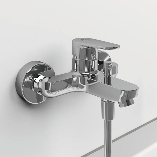 Душевой комплект Смеситель Ideal Standard Cerafine O BC500AA + Стойка IdealRain Eco A6281AA фото в интернет-магазине «Wasser-Haus.ru»