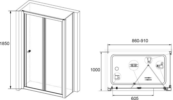Душевой уголок RGW Classic CL-21+100 см (86-91)x100x185 профиль хром, стекло прозрачное фото в интернет-магазине «Wasser-Haus.ru»