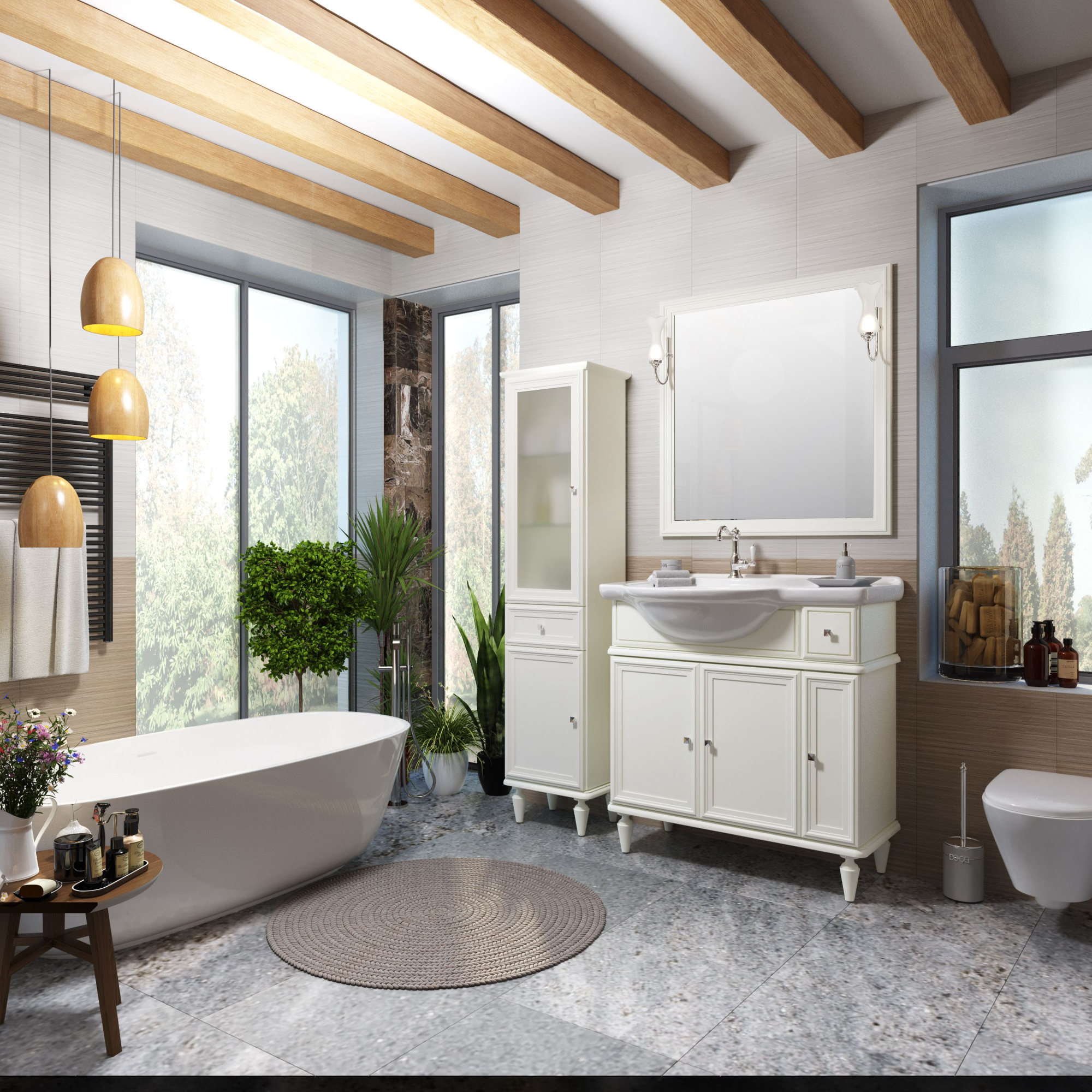 Мебель для ванной Opadiris Санрайз 90 L cлоновая кость фото в интернет-магазине «Wasser-Haus.ru»