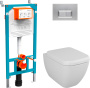 Комплект Унитаз подвесной Vitra Shift 7742B003-0075 с крышкой 91-003-009 + система инсталляции 800-2013 кнопка смыва хром фото в интернет-магазине «Wasser-Haus.ru»