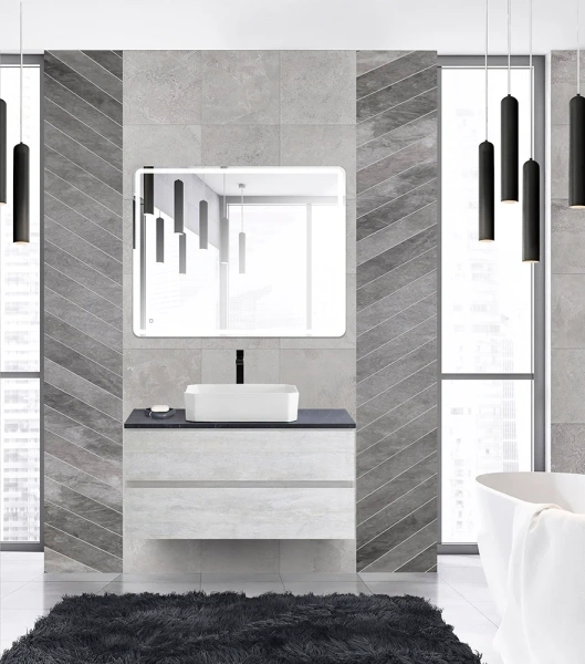 Мебель для ванной Cezares Molveno 46 100 legno bianco, со столешницей marmo nero opaco фото в интернет-магазине «Wasser-Haus.ru»