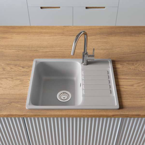 Мойка кухонная Domaci Савона QB 600 платина фото в интернет-магазине «Wasser-Haus.ru»
