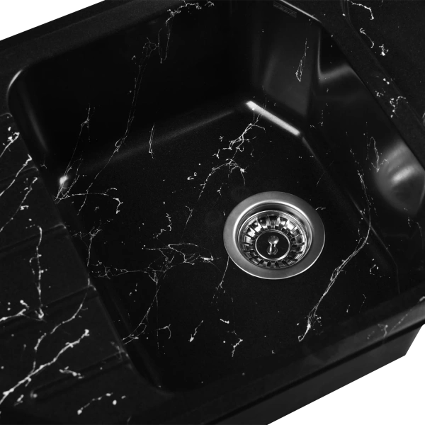 Мойка кухонная Wisent WE08-11 мрамор черно-белый фото в интернет-магазине «Wasser-Haus.ru»