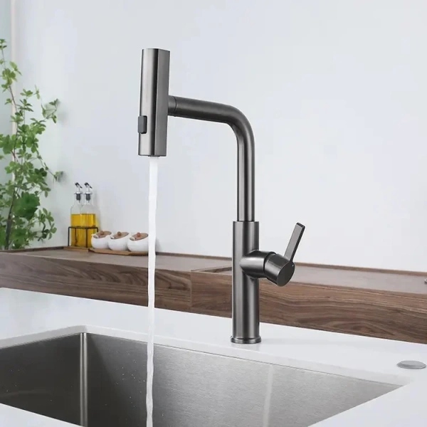 Смеситель для кухни Профсан Steel PSM-308-96 графит фото в интернет-магазине «Wasser-Haus.ru»