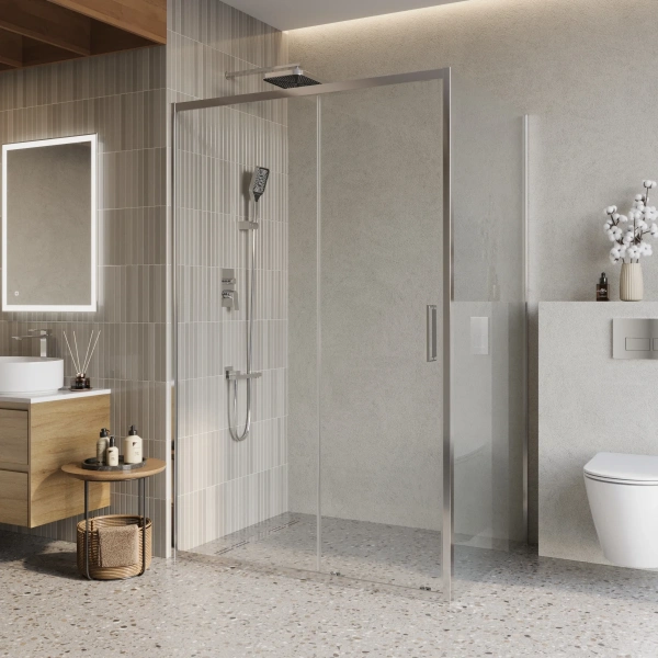 Душевой уголок BelBagno Luce AH-1-130/100-C-Cr стекло прозрачное фото в интернет-магазине «Wasser-Haus.ru»
