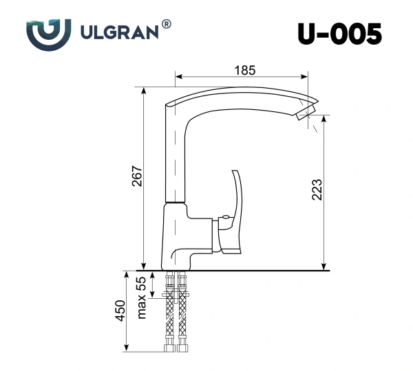 Смеситель для кухни Ulgran U-005-343 антрацит фото в интернет-магазине «Wasser-Haus.ru»