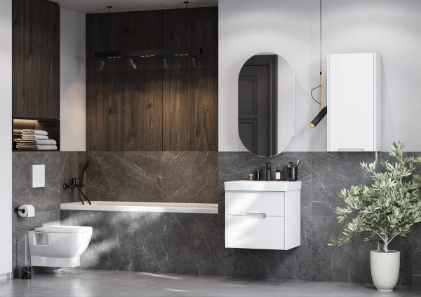 Шкаф AQUATON Оливия 35 R белый матовый фото в интернет-магазине «Wasser-Haus.ru»