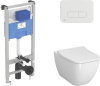 Комплект  Унитаз подвесной VitrA Shift 7742B003-0075 с крышкой 191-003-009 + Система инсталляции Ideal Standard ProSys + Кнопка смыва Ideal Standard ProSys Oleas R0124AA хром фото в интернет-магазине «Wasser-Haus.ru»