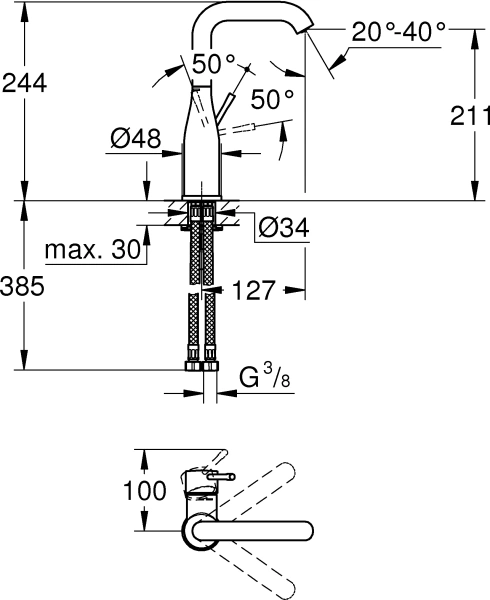 Смеситель для раковины Grohe Essence 23541001 для раковины, хром фото в интернет-магазине «Wasser-Haus.ru»