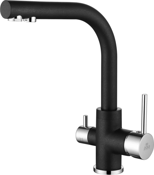 Комплект Мойка кухонная Paulmark Praktisch PM105152-BLM черный металлик + Смеситель Essen Es213011-418 черный металлик фото в интернет-магазине «Wasser-Haus.ru»