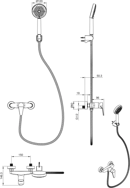 Смеситель для душа Wonzon & Woghand WW-AE3102-BG брашированное золото фото в интернет-магазине «Wasser-Haus.ru»