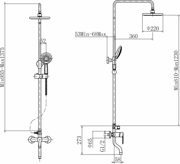 Душевая стойка Plstart PL2401-7 черная фото в интернет-магазине «Wasser-Haus.ru»