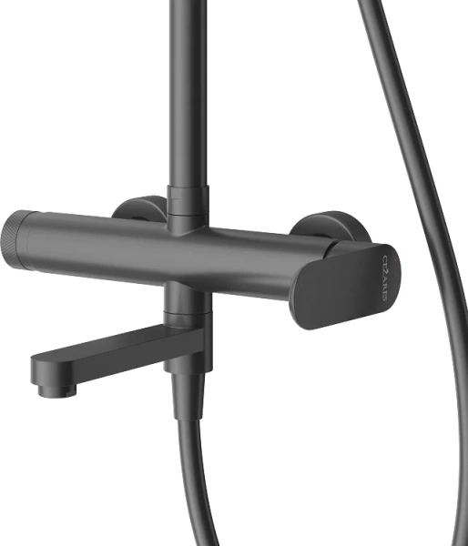 Душевая стойка Cezares Stylus STYLUS-CVD-NOP, со смесителем и изливом, матовый черный фото в интернет-магазине «Wasser-Haus.ru»