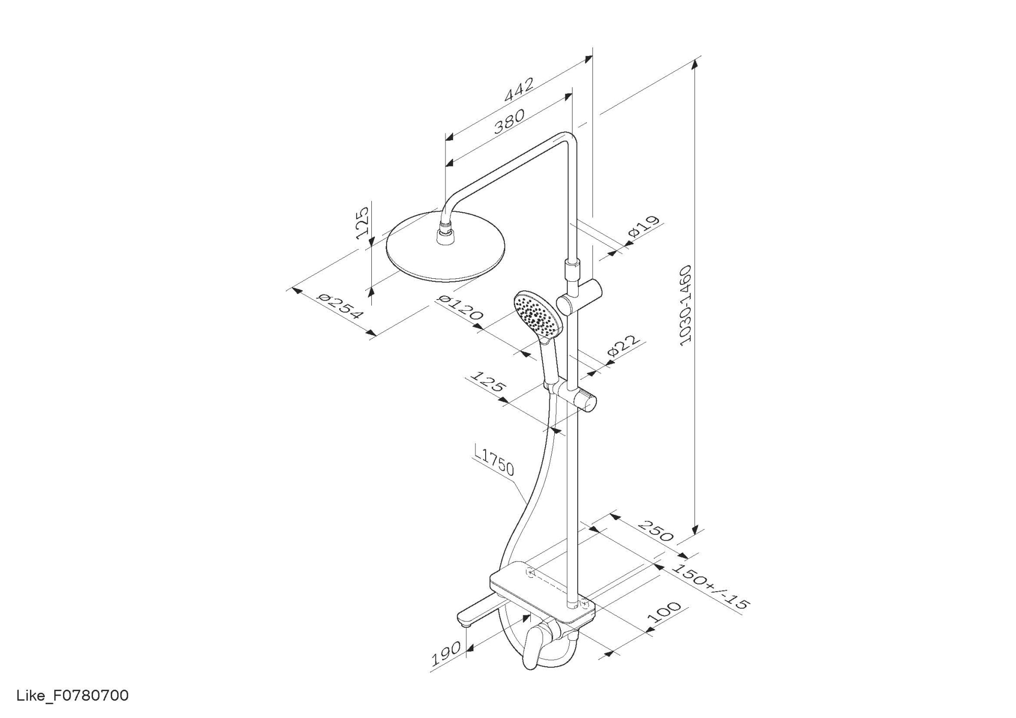 Душевая стойка AM.PM Like F0780700 фото в интернет-магазине «Wasser-Haus.ru»