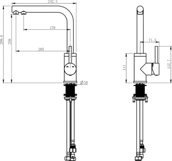 Комплект Мойка кухонная Paulmark Praktisch PM105152-BL черный + Смеситель Domaci Равенна DCB 7015 черный фото в интернет-магазине «Wasser-Haus.ru»