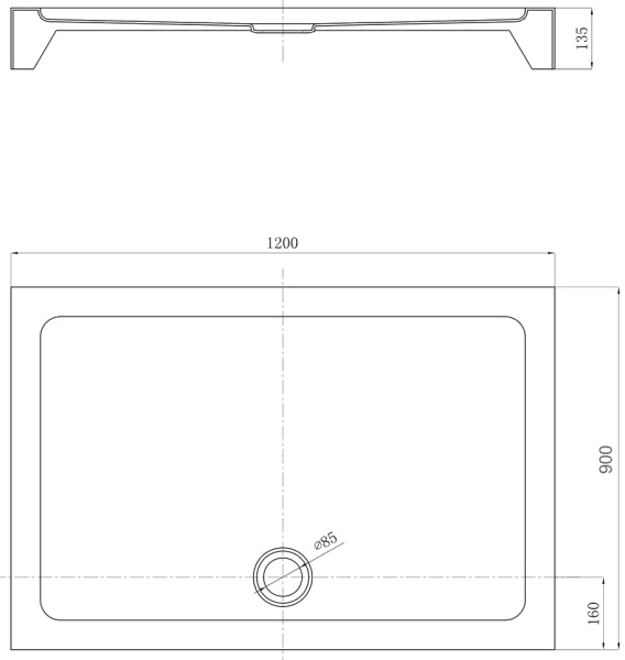 Поддон для душа Black&White Stellar Wind  RS-0912H (900x1200x135) фото в интернет-магазине «Wasser-Haus.ru»