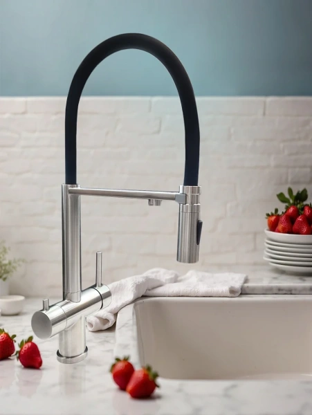 Смеситель для кухни AltroBagno Flusso 050201 Ni с гибким изливом, никель фото в интернет-магазине «Wasser-Haus.ru»