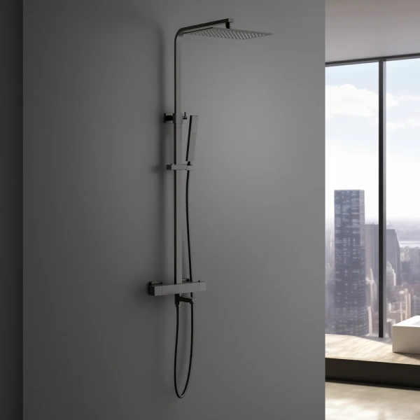Душевая стойка Timo Tetra-Thermo SX-0169/18, с термостатом, черное золото фото в интернет-магазине «Wasser-Haus.ru»
