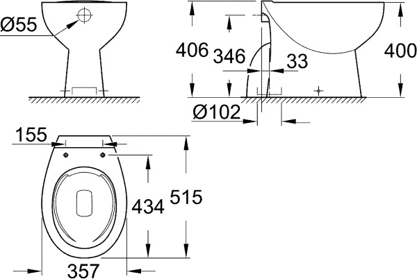 Чаша для унитаза приставного Grohe Bau Ceramic 39431000 фото в интернет-магазине «Wasser-Haus.ru»