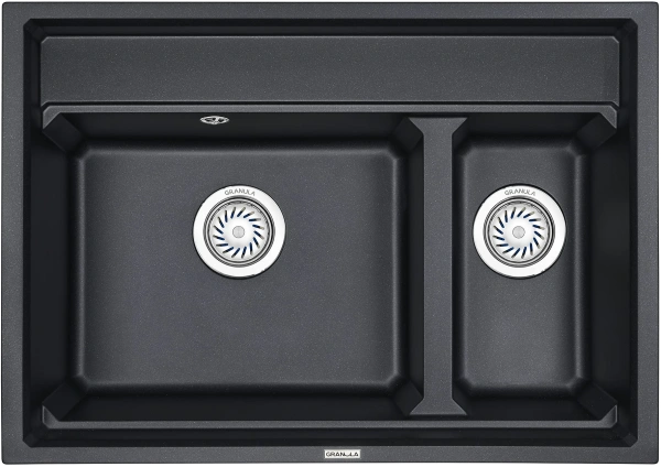 Комплект Мойка кухонная Granula Kitchen Space KS-7302 шварц + Смеситель GR-2502 шварц фото в интернет-магазине «Wasser-Haus.ru»