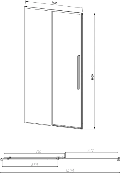 Душевая дверь в нишу Vincea Slim-N VDS-4SN140CLB 140 см, профиль черный фото в интернет-магазине «Wasser-Haus.ru»