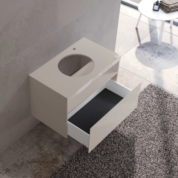 Тумба с раковиной Keuco Stageline 32865 80 см, с подсветкой, розеткой и точкой зарядки USB и USB-C, кашемир фото в интернет-магазине «Wasser-Haus.ru»