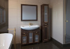 Мебель для ванной ASB-Woodline Бергамо 85 орех темный, патина золото, витраж фото в интернет-магазине «Wasser-Haus.ru»