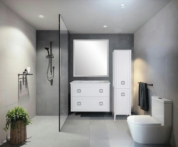 Мебель для ванной ASB-Woodline Рома 80П подвесная, белая фото в интернет-магазине «Wasser-Haus.ru»