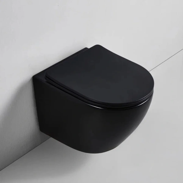 Комплект Унитаз подвесной BOND Oval F01-108 безободковый, с микролифтом, черный + Инсталляция TECE Now 9400414 4 в 1 с кнопкой смыва фото в интернет-магазине «Wasser-Haus.ru»