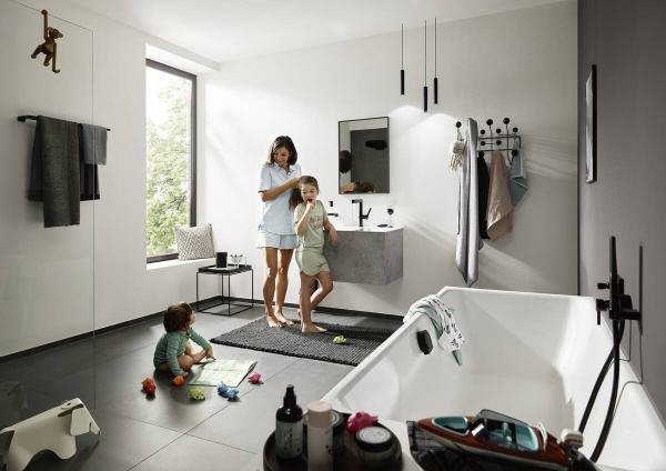 Крючок Hansgrohe AddStoris 41755340 двойной, шлифованный черный хром фото в интернет-магазине «Wasser-Haus.ru»