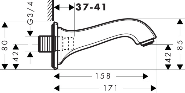 Излив Hansgrohe Metropol Classic 13425000 для ванны фото в интернет-магазине «Wasser-Haus.ru»