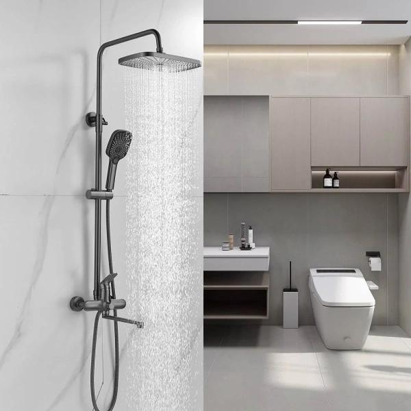 Душевая стойка Raffine F3685T, оружейная сталь фото в интернет-магазине «Wasser-Haus.ru»