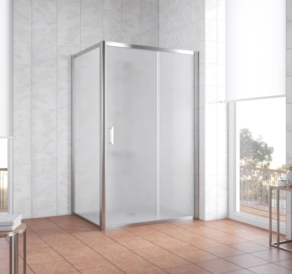 Душевой уголок Vegas Glass ZP+ZPV 120*90 08 10 профиль глянцевый хром, стекло сатин фото в интернет-магазине «Wasser-Haus.ru»