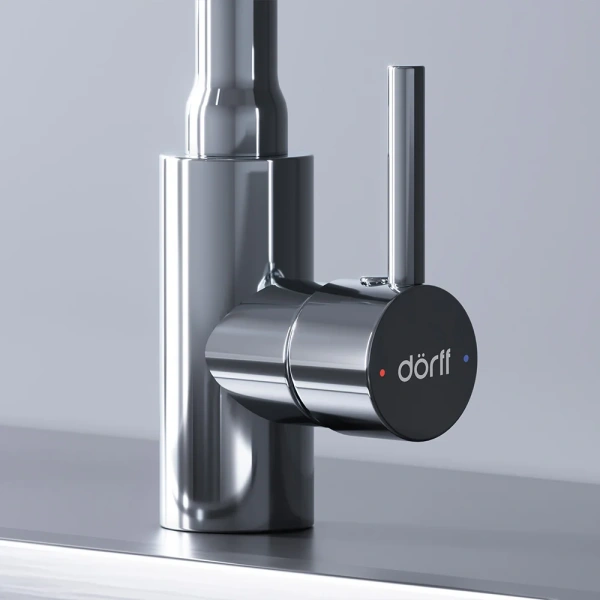 Смеситель для кухни Dorff Logic D3007622 хром, черный, с гибким изливом фото в интернет-магазине «Wasser-Haus.ru»