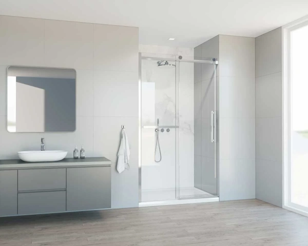 Душевая дверь в нишу Vincea Como Soft VDS-1CS130CL 130 см профиль хром фото в интернет-магазине «Wasser-Haus.ru»