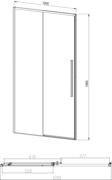 Душевая дверь в нишу Vincea Slim-N VDS-4SN120CLB 120 см, профиль черный фото в интернет-магазине «Wasser-Haus.ru»