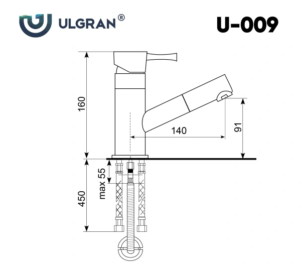 Смеситель для кухни Ulgran U-009-343 антрацит фото в интернет-магазине «Wasser-Haus.ru»