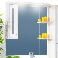Зеркало-шкаф Бриклаер Бали 90 светлая лиственница, белый глянец, L фото в интернет-магазине «Wasser-Haus.ru»
