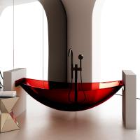 Прозрачная ванна ABBER Kristall AT9704Rubin подвесная красная фото в интернет-магазине «Wasser-Haus.ru»