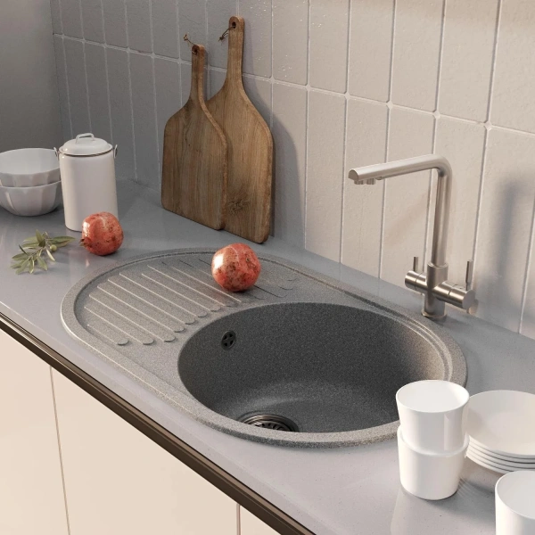Мойка кухонная Mixline ML-GM16 темно-серая фото в интернет-магазине «Wasser-Haus.ru»