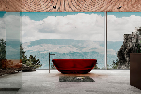 Прозрачная ванна ABBER Kristall AT9702Rubin красная фото в интернет-магазине «Wasser-Haus.ru»